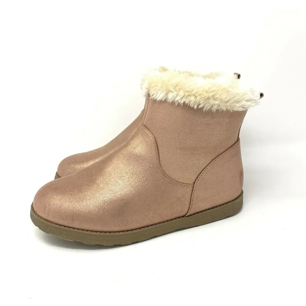 Cat & Jack Girls' Haiden‎ Pink Winter Boots Size 6 Faux Fur Lined